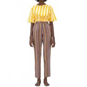 NEW STUDIO 189 hand batik cropped top in yellow & white stripe